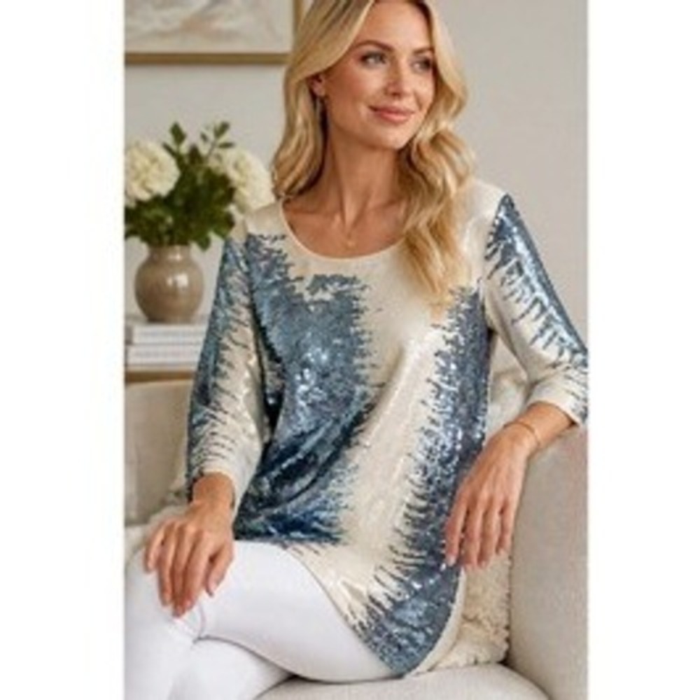 Joan Vass Long Sleeve Sequin Tunic/dress Size 16